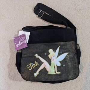 NWT Y2K Wonderful World of Disney Tinkerbell black purse adjustable strap 12"x9"